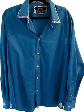 COOGI Luxe Stretch Collection LS Shirt Blue XXL NWOT